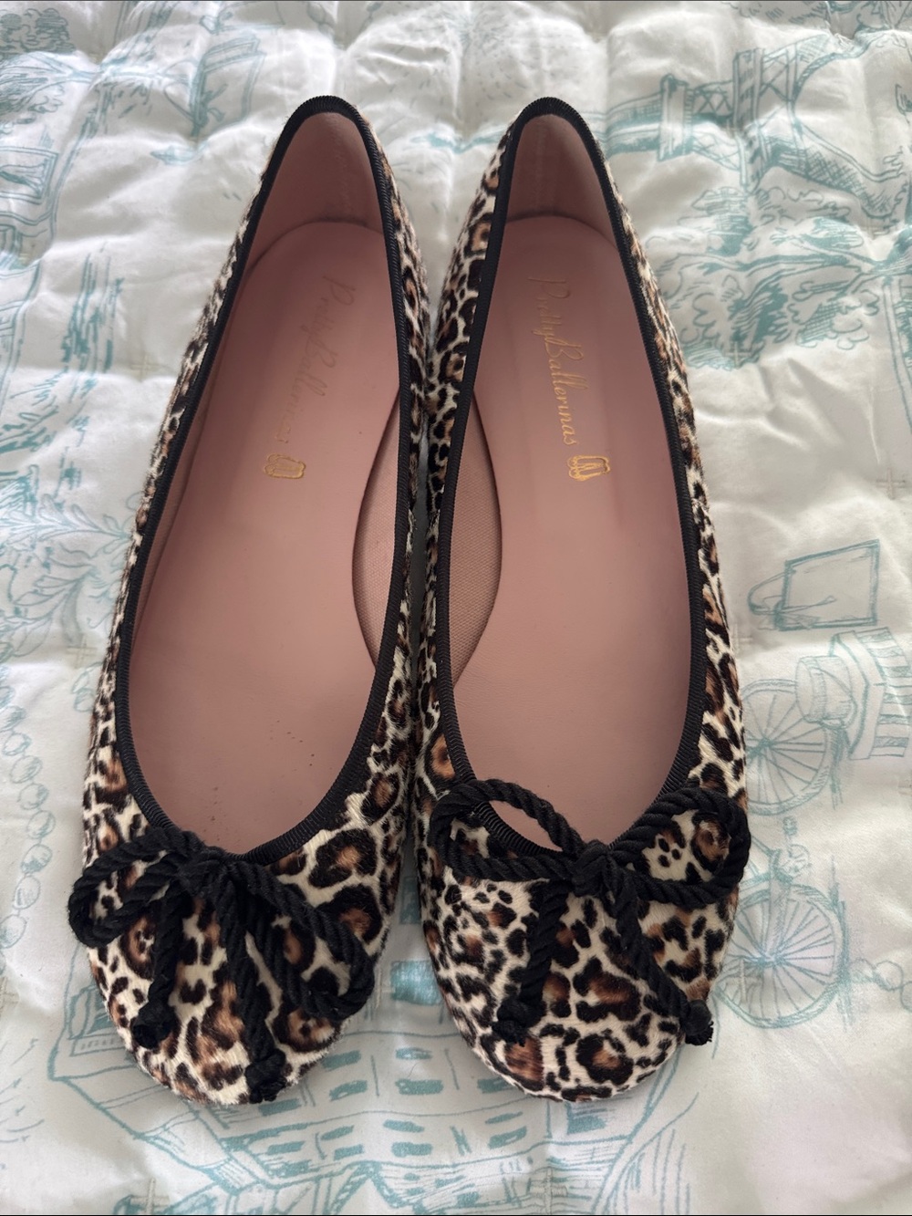Pretty Ballerinas Leopard Print Ballet Flats in Brown and Black